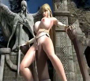 Busty blonde rides a huge horse cock