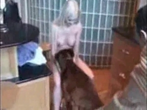 Passionate chick is enjoying an oral sex with an animal