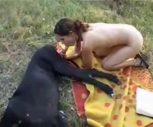 Submissive Latina zoophile knows how to suck an animal dick
