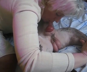 Nasty sister is deepthroating a dog prick